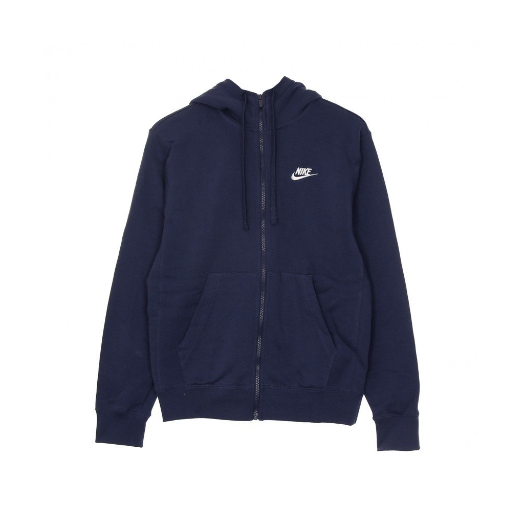 felpa cappuccio zip uomo sportswear club hoodie MIDNIGHT NAVY/MIDNIGHT NAVY/WHITE