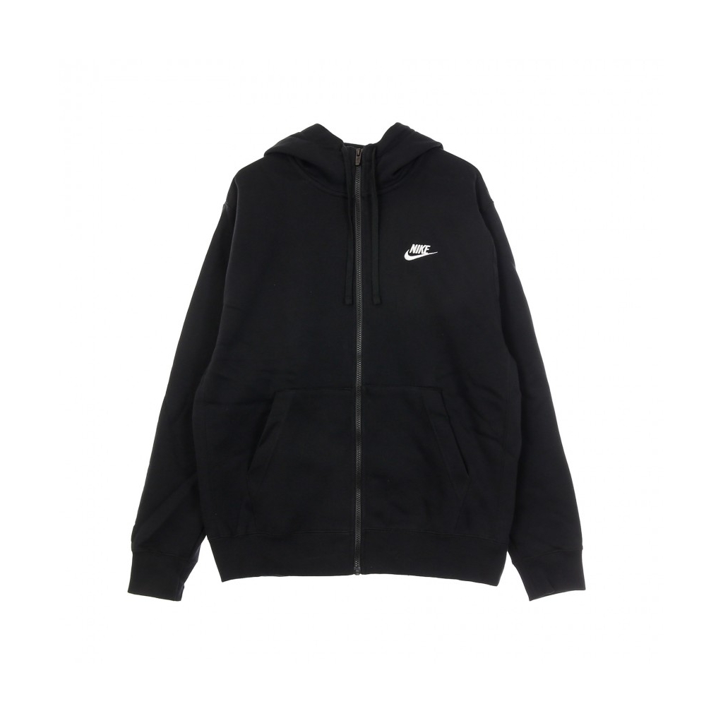 felpa cappuccio zip uomo sportswear club hoodie BLACK/BLACK/WHITE