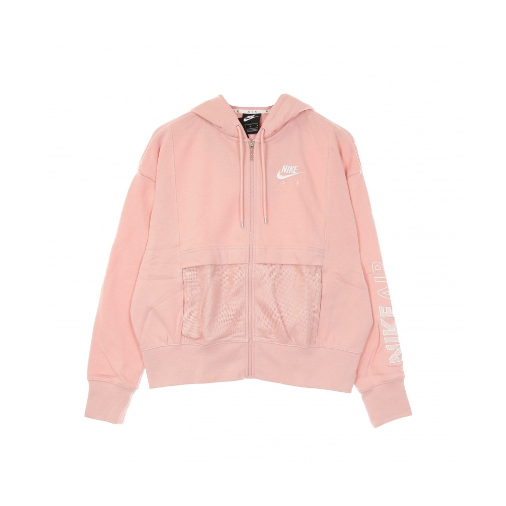 felpa cappuccio zip donna sportswear air top fleece PINK GLAZE/WHITE