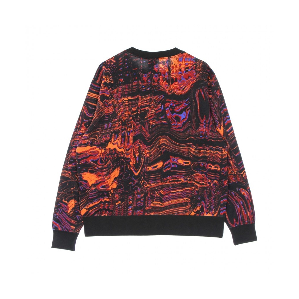 felpa girocollo donna w sportswear trend fleece crew all over print BLACK/ORANGE