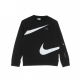 felpa girocollo ragazzo fleece swoosh crew BLACK/WHITE