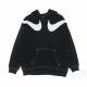 felpa cappuccio donna w swoosh fleece gfx hoodie BLACK/WHITE/WHITE