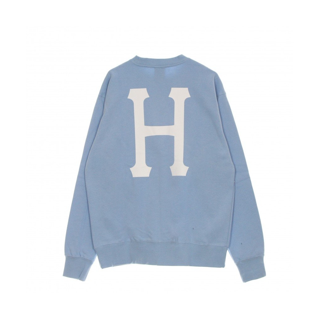 HUF - felpa girocollo uomo essentials classic h crew LIGHT BLUE