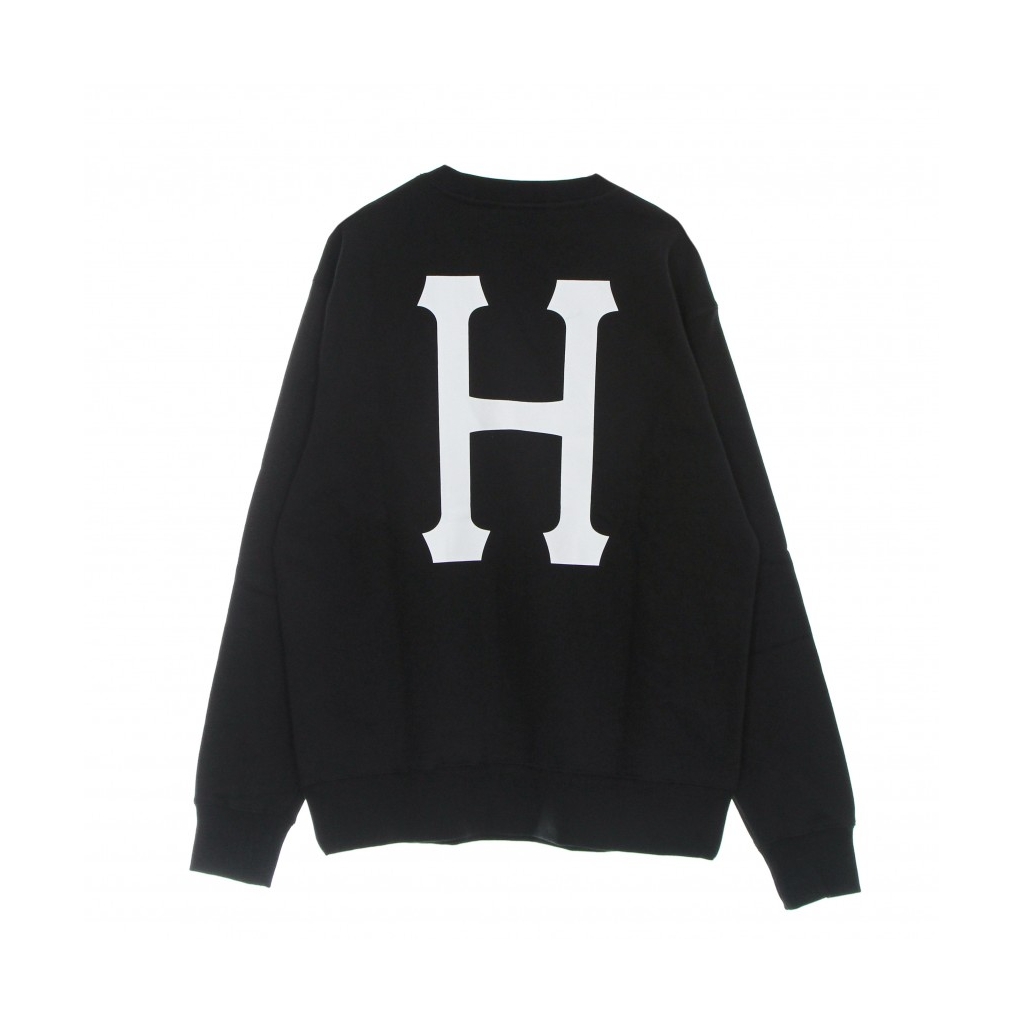 HUF - felpa girocollo uomo essentials classic h crew BLACK - Felpe