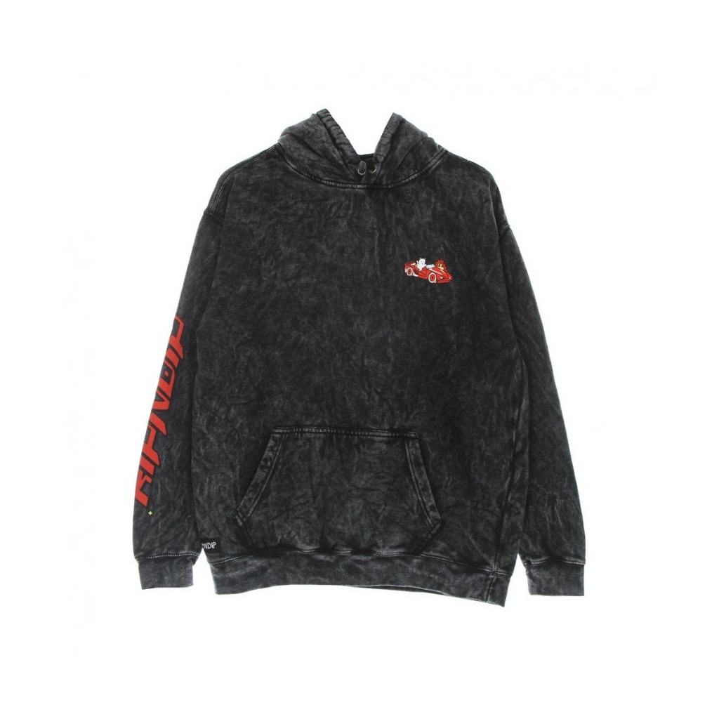 felpa cappuccio uomo hell racer hoodie BLACK MINERAL WASH