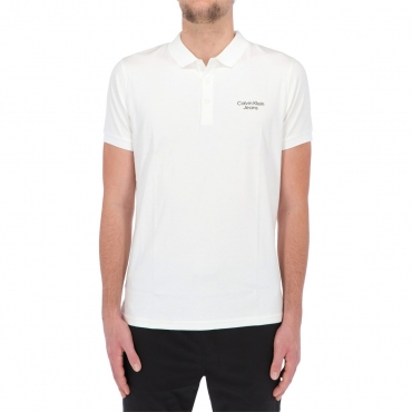 Polo Calvin Klein Jeans Uomo Stacked Logo YAF BRIGHT WHITE