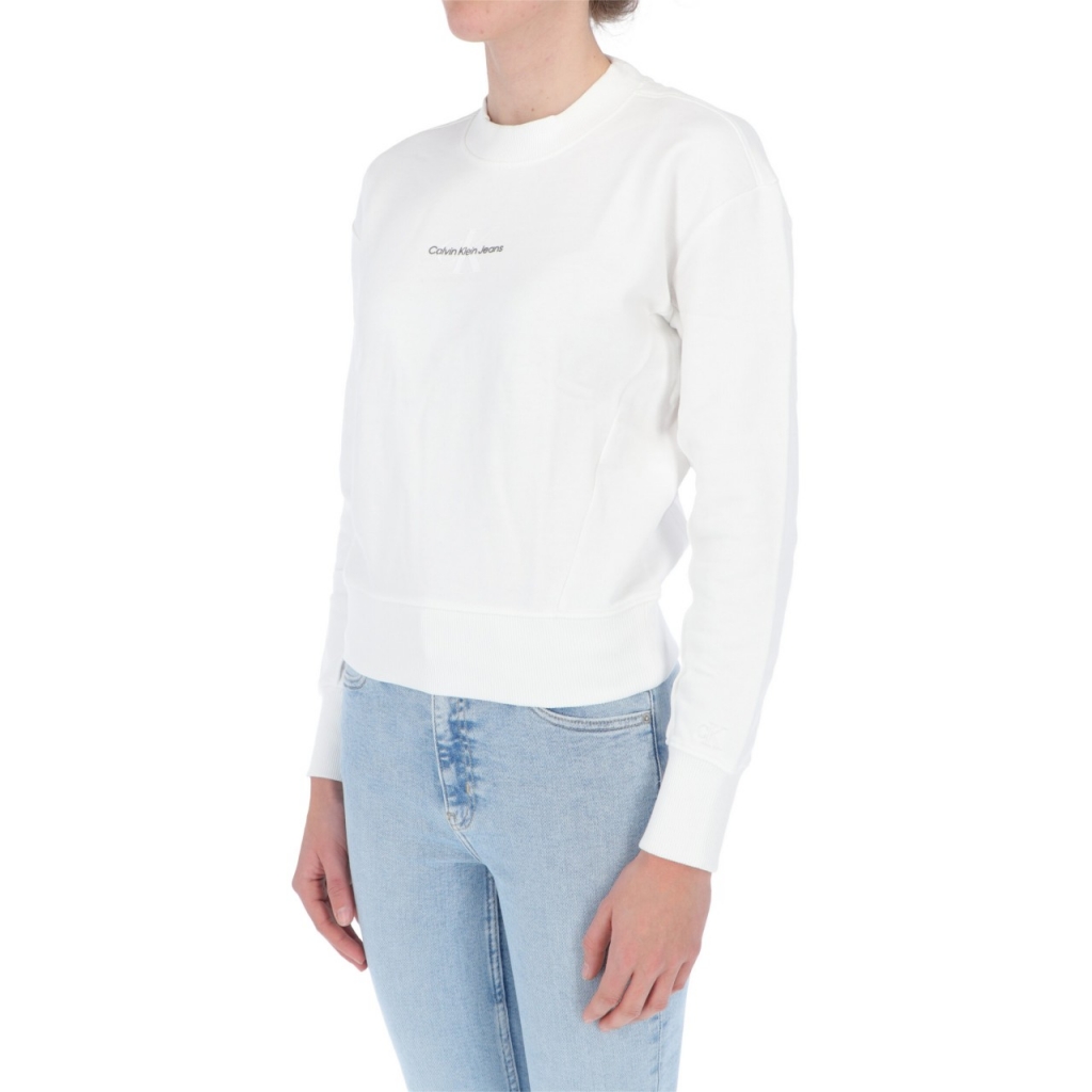 Felpa Calvin Klein Jeans Donna Monogram Logo CrewNeck YAF BRIGHT WHITE