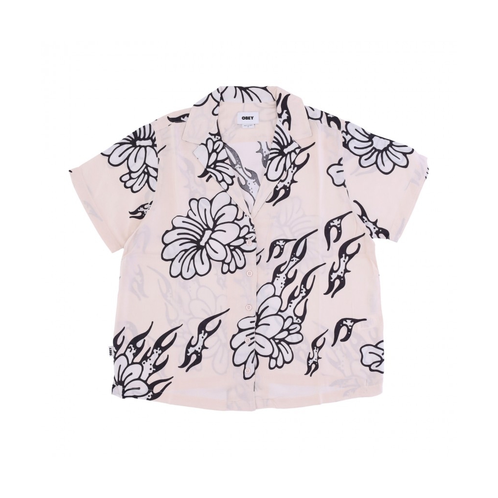 camicia manica corta donna flamin  flowers shirt OFF WHITE