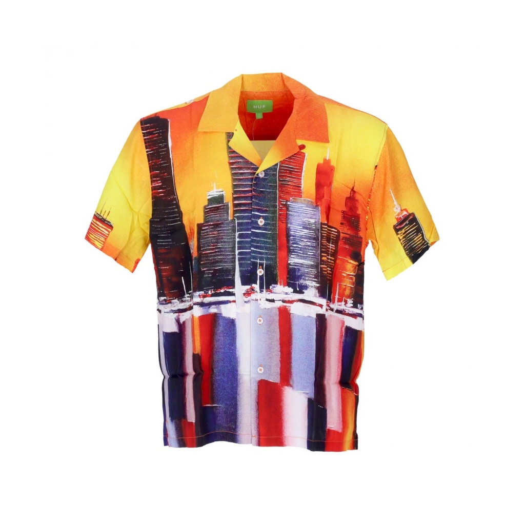 camicia manica corta uomo concrete jungle woven top ORANGE