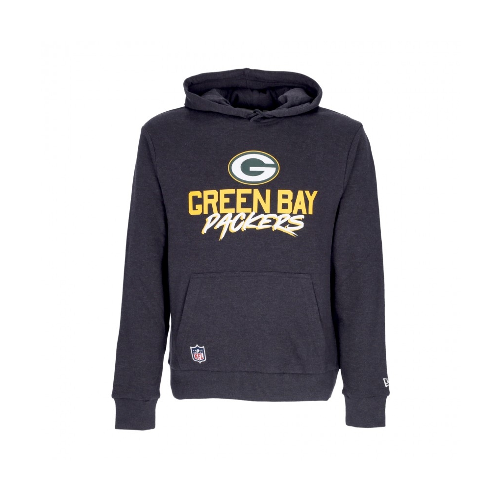 felpa cappuccio uomo nfl script team hoody grepac HEATHER GRAPHITE/GREEN