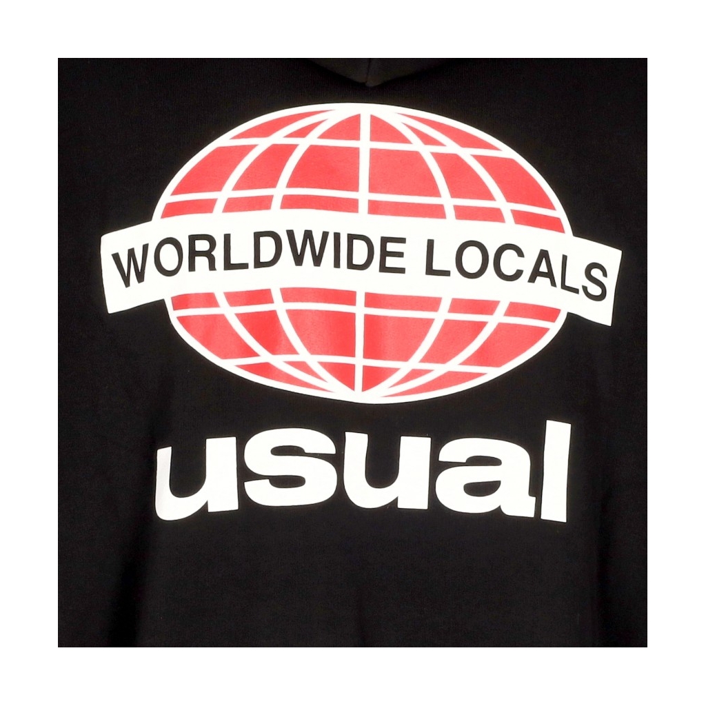 felpa cappuccio uomo worldwide locals hoodie BLACK