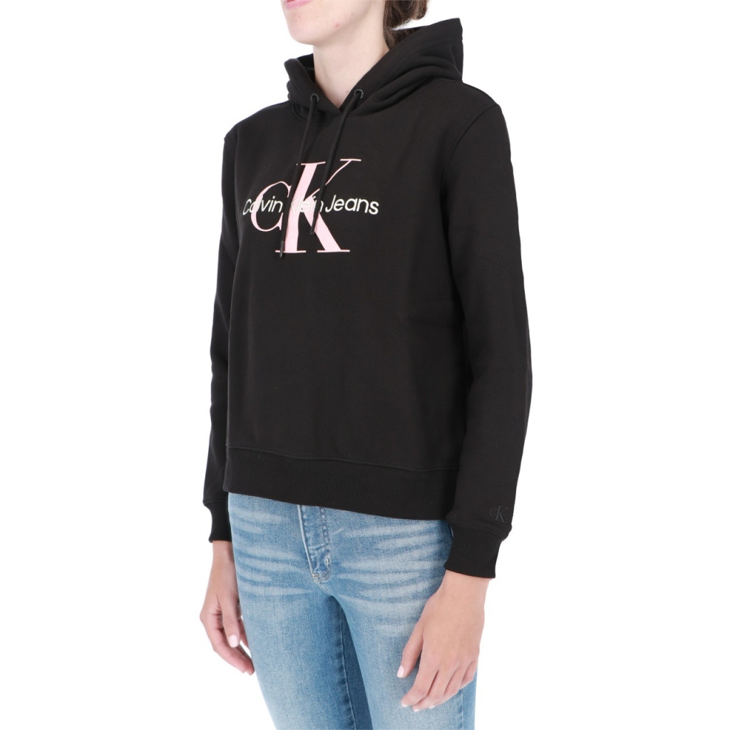 Felpa Calvin Klein Jeans Donna Iconic Monologo Hood BEH CK BLACK ...