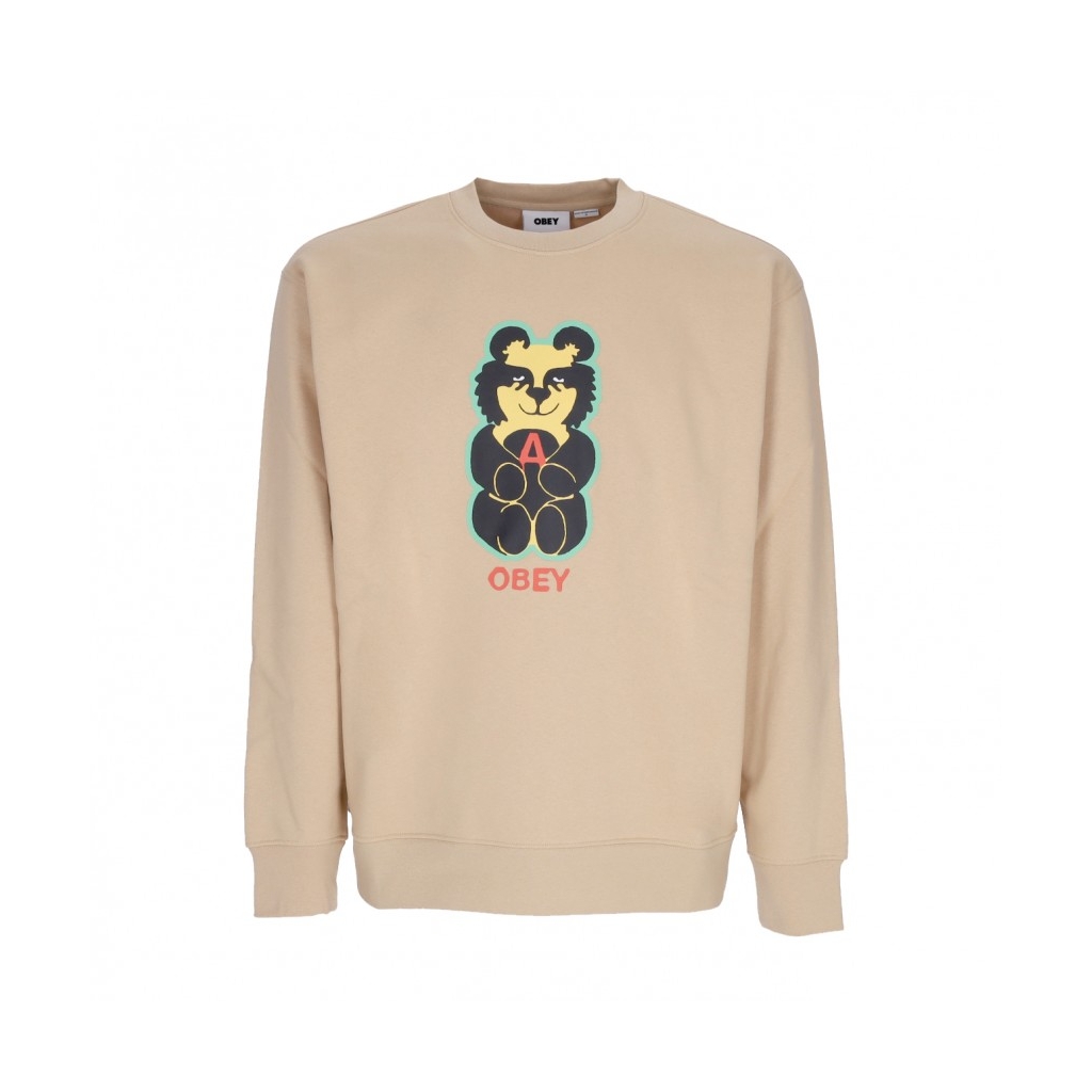 felpa girocollo uomo bear icon premium crew fleece OAT MILK