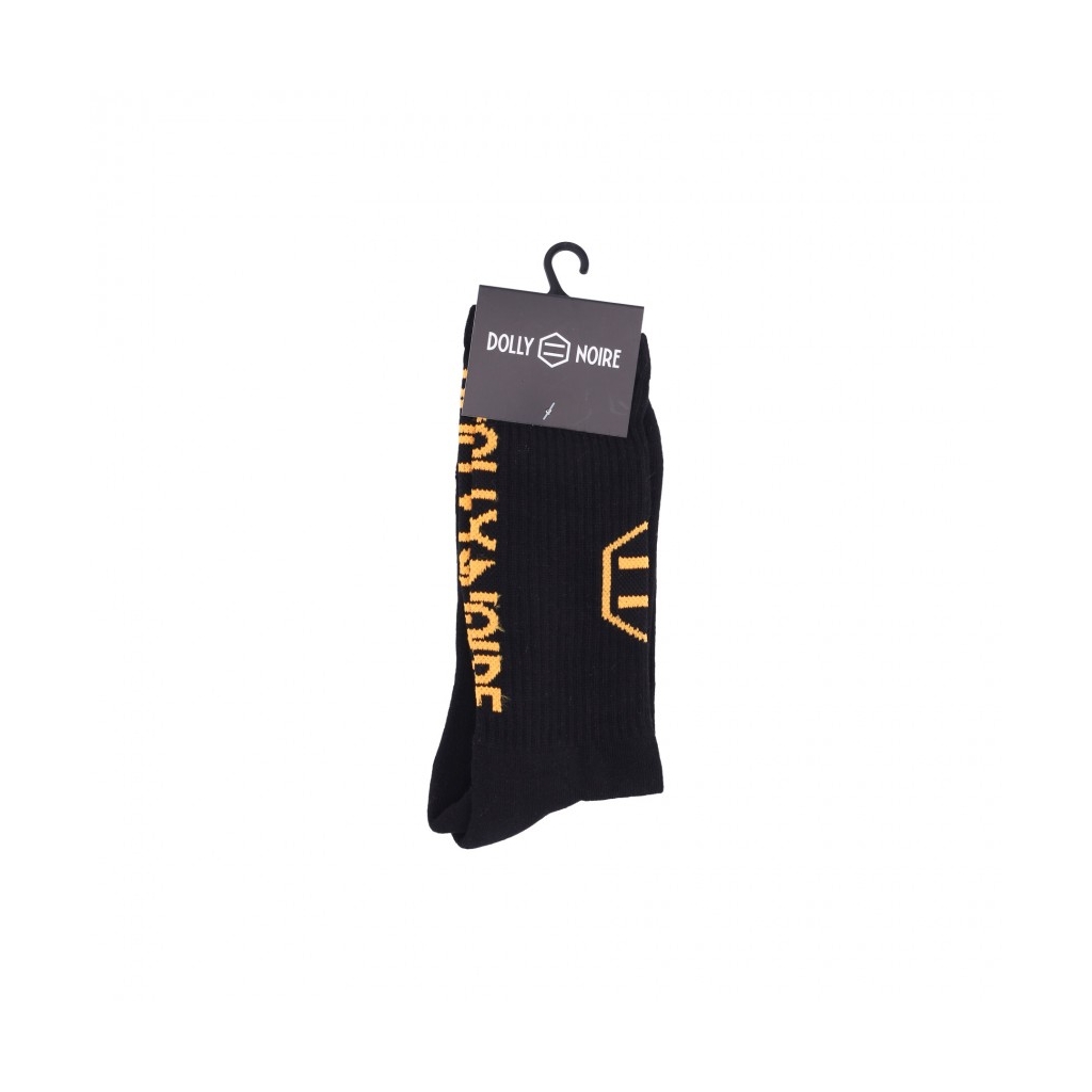 calza media uomo frontal hexagon socks BLACK/ORANGE