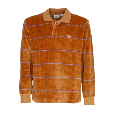 polo manica lunga uomo fete velour stripe polo l/s BROWN SUGAR MULTI