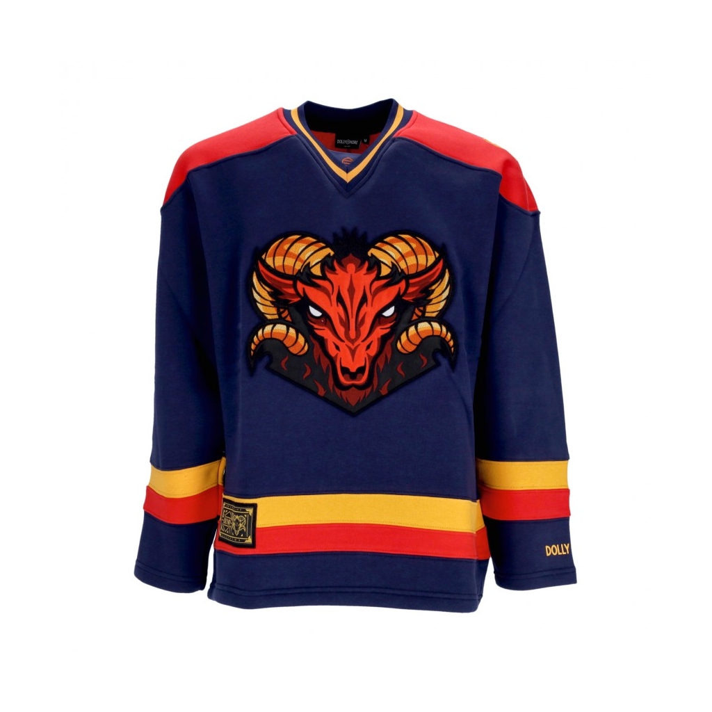 felpa tipo hockey uomo goat classic hockey crewneck BLUE/RED