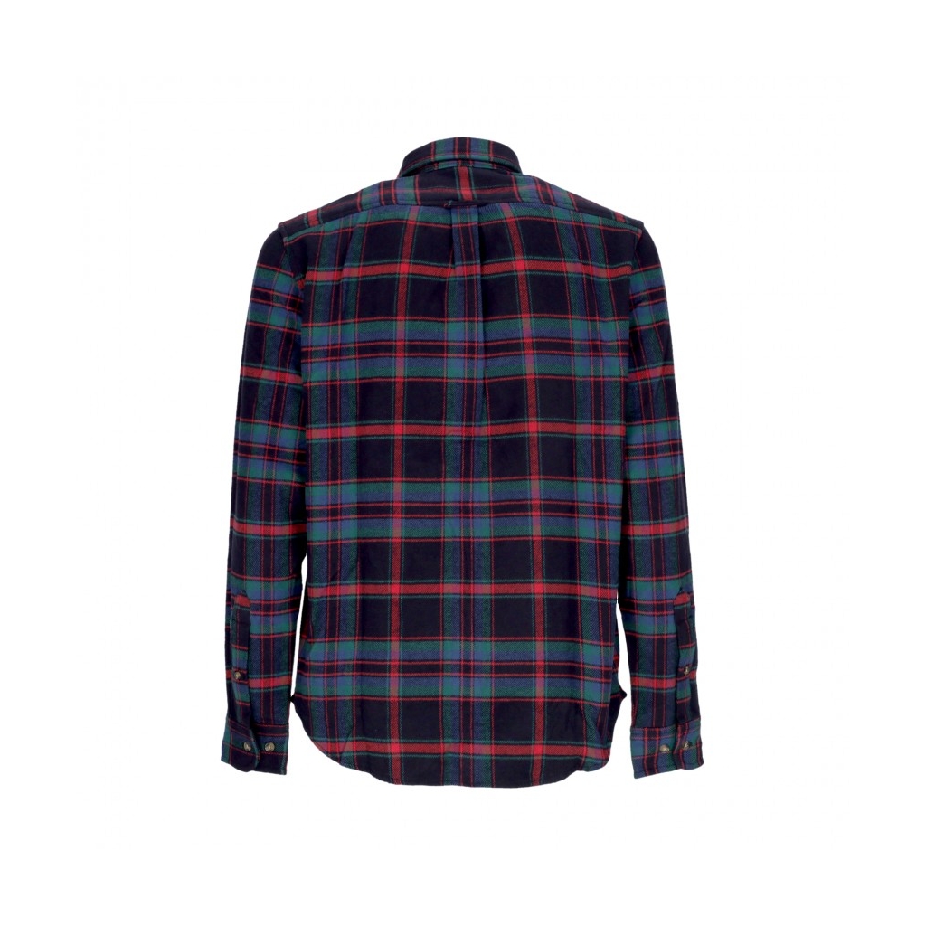 camicia manica lunga uomo flannel plaid shirt SCARLET SAGE