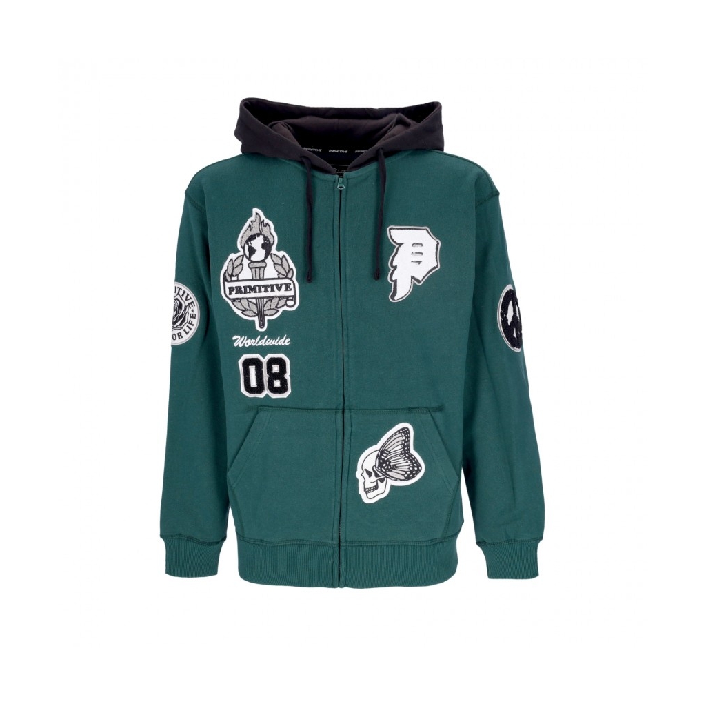 felpa cappuccio zip uomo alumni zip up hoodie GREEN