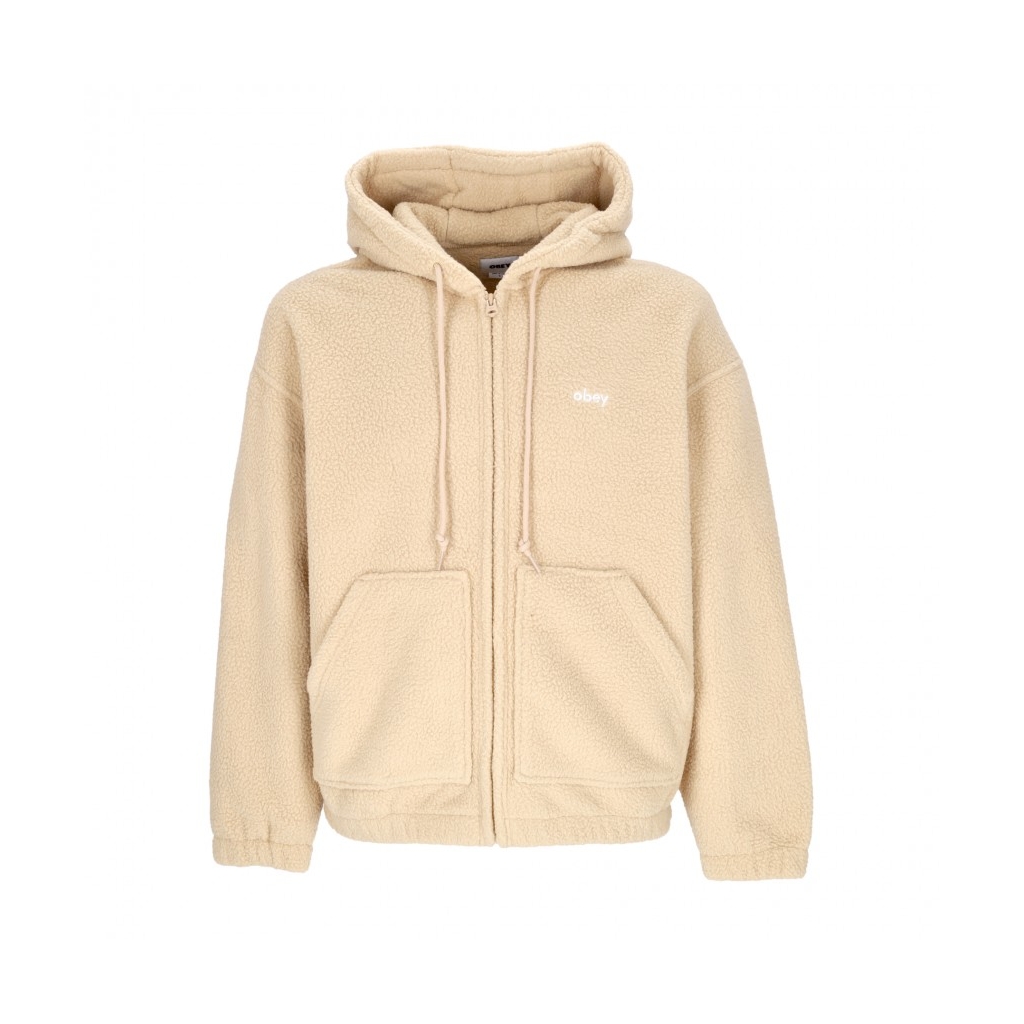 felpa cappuccio zip uomo gaze hood jacket OAT MILK