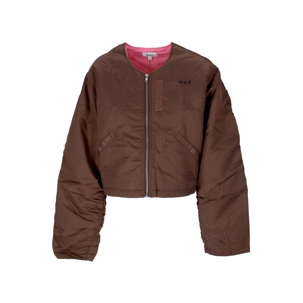 giubbotto corto donna paisley satin bomber BROWN