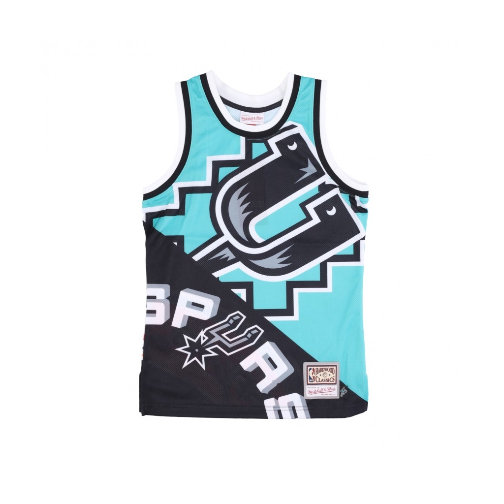 canotta tipo basket uomo nba big face fashion tank 50 hardwood classics saaspu TEAL