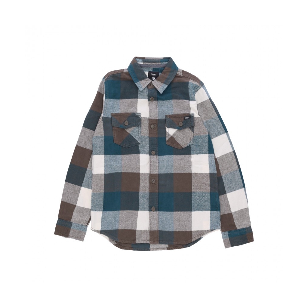 camicia manica lunga ragazzo box flannel shirt BROWN/GREEN