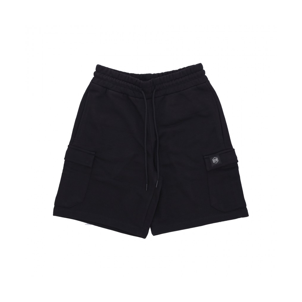 pantalone corto tuta uomo cargo short sweatpants BLACK