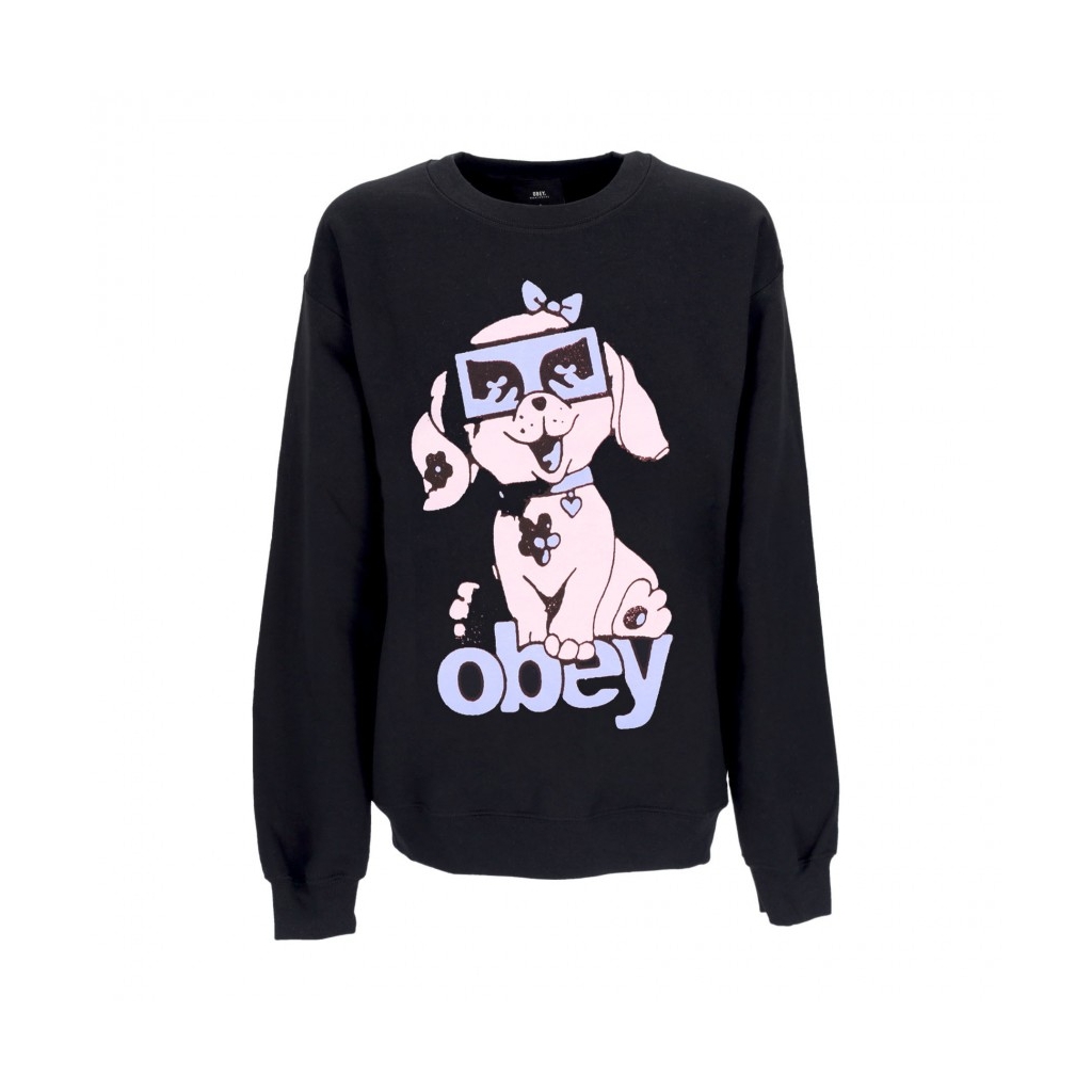 felpa girocollo donna puppy old school crew BLACK