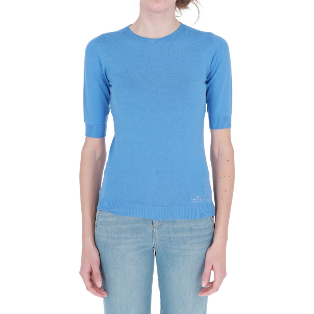 Maglia Liu Jo Jeans Donna Chiusa Girocollo BLU PALAZZO