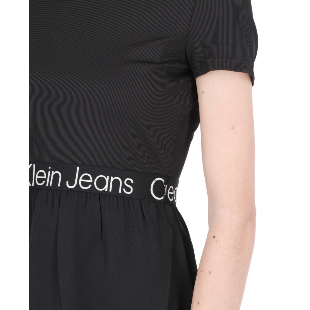 Vestito Calvin Klein Donna Logo Elastic Dress BEH CK BLACK Bowdoo