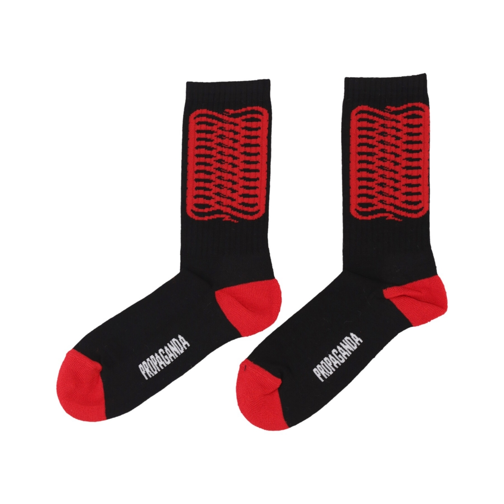 calza media uomo ribs socks BLACK/RED