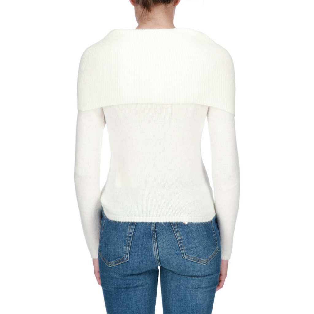 Maglia Liu Jo Jeans Donna Chiusa M/L Tinto Capo BIANCO LANA