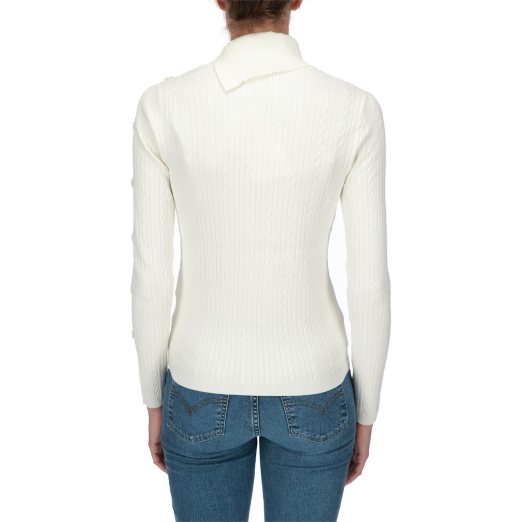 Maglia Liu Jo Jeans Donna Chiusa M/L RibTwist BIANCO LANA