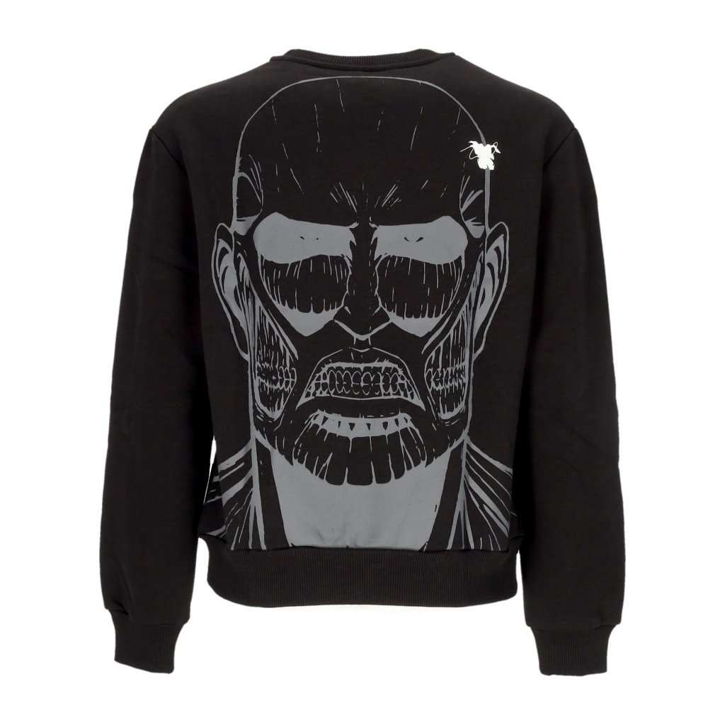 felpa girocollo uomo colossal titan crewneck x attack on titan BLACK