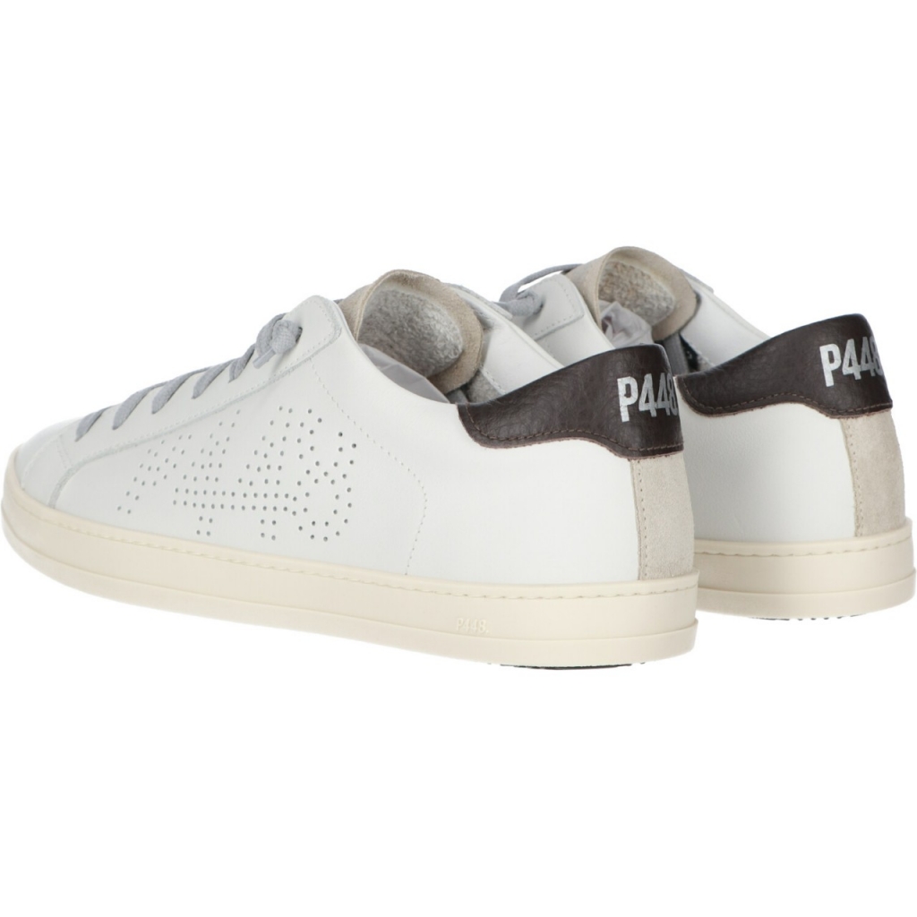 Scarpe P448 Uomo John Made In Italy Pelle Moro WHITE MORO