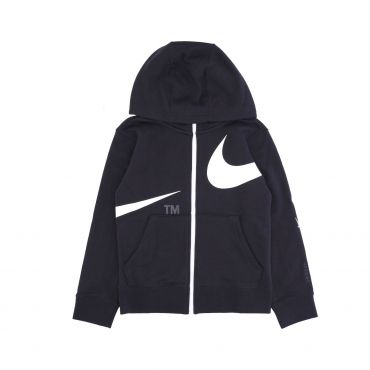 felpa cappuccio zip ragazzo swoosh fleece full zip BLACK/WHITE