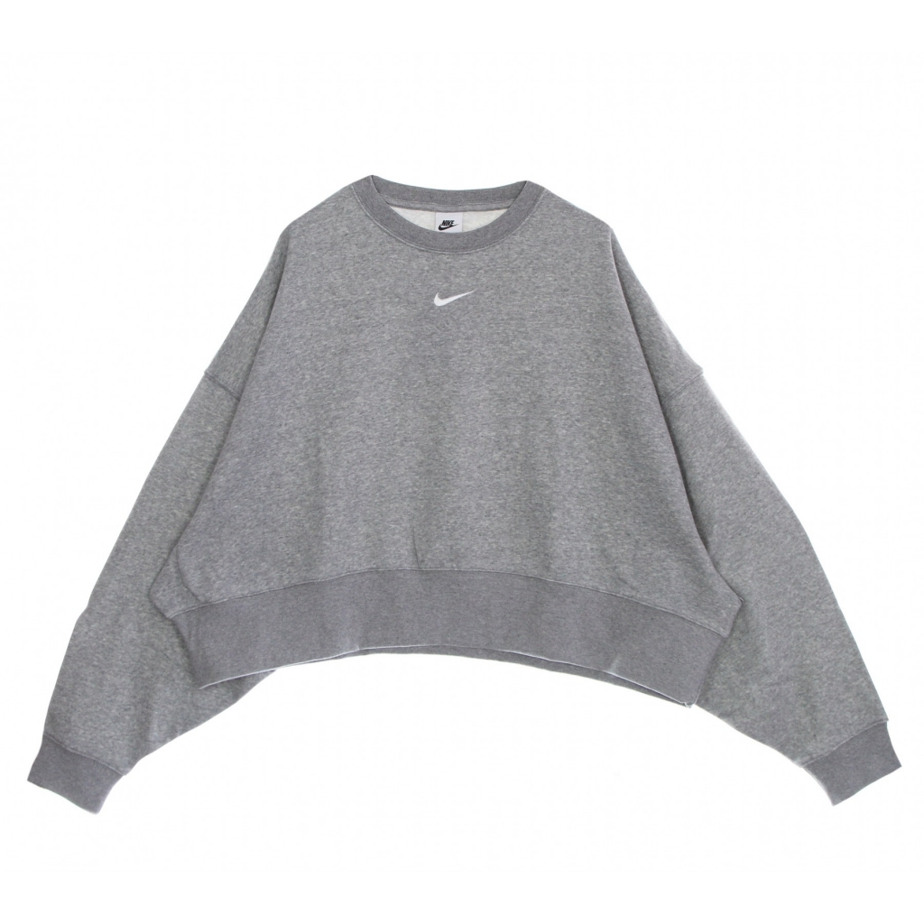 felpa girocollo donna essentials collection fleece oversized crew DK GREY HEATHER/BASE GREY/WHITE