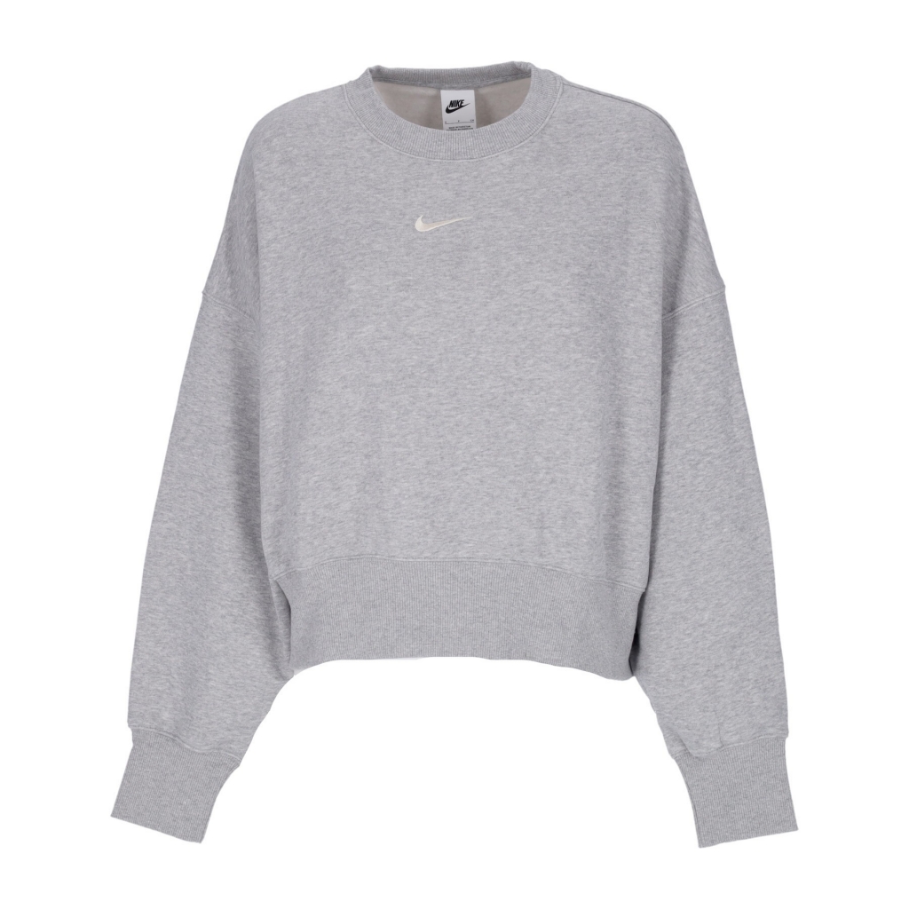 felpa girocollo corta donna sportswear phoenix fleece over-oversized crewneck DK GREY HEATHER/SAIL