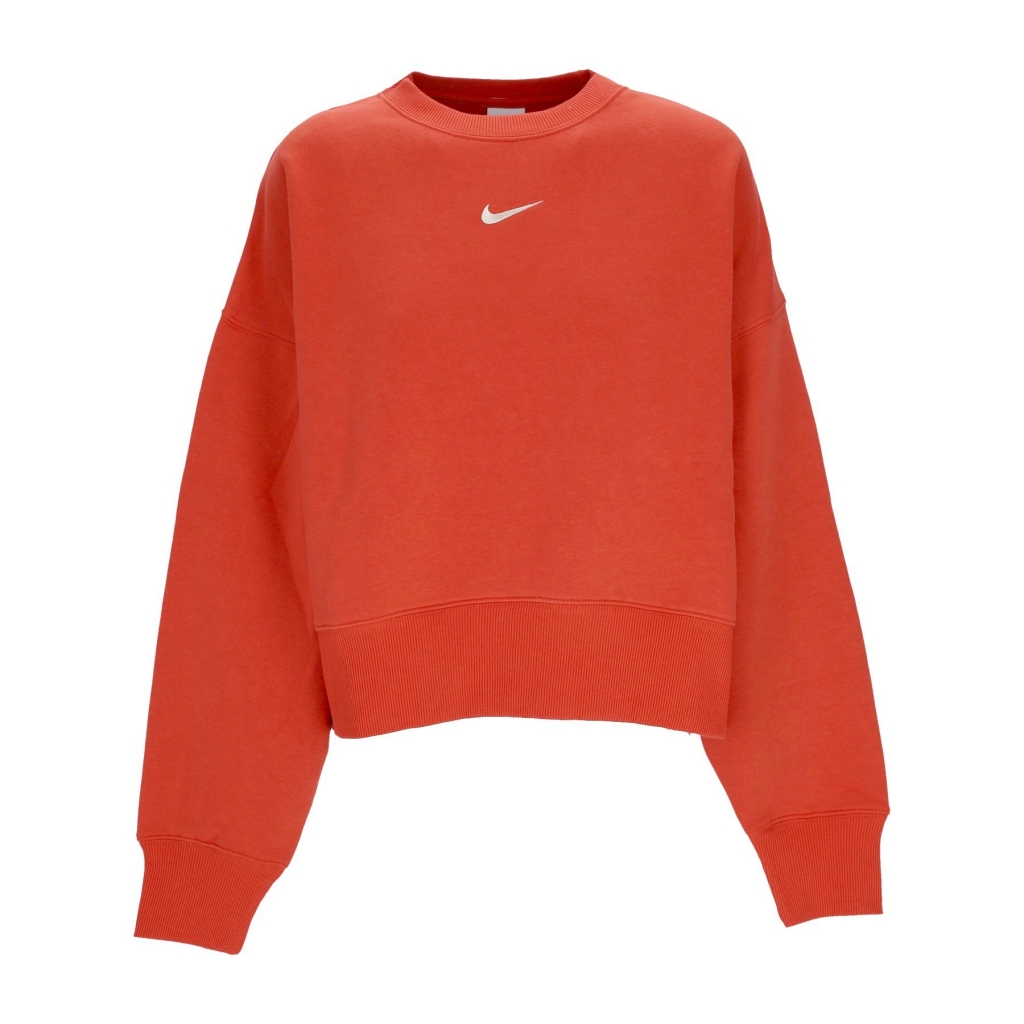 felpa girocollo corta donna sportswear phoenix fleece over-oversized crewneck MANTRA ORANGE/SAIL