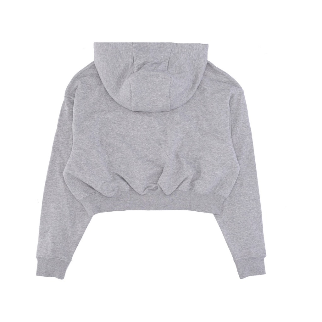 felpa cappuccio corta donna sportswear club fleece graphic oversized crop hoodie DK GREY HEATHER/WHITE