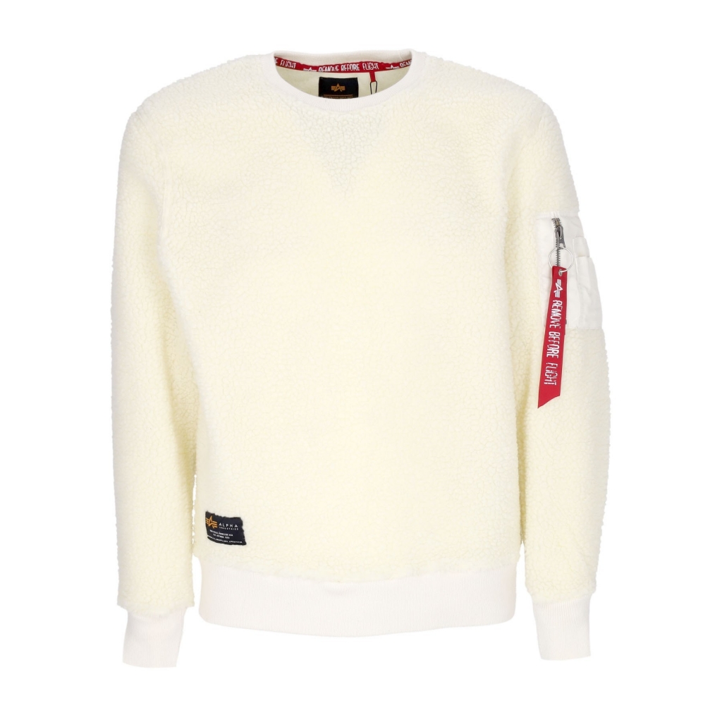 felpa girocollo uomo teddy sweater OFF WHITE