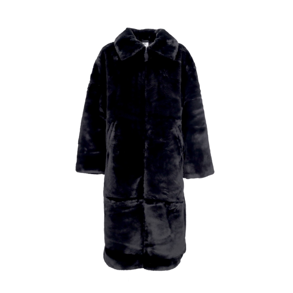 pelliccia donna faux fur long jacket BLACK/DK SMOKE GREY/SAIL