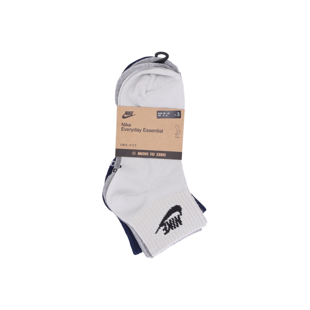 calza bassa uomo sportswear everyday essential ankle socks NAVY/GREY/SAND