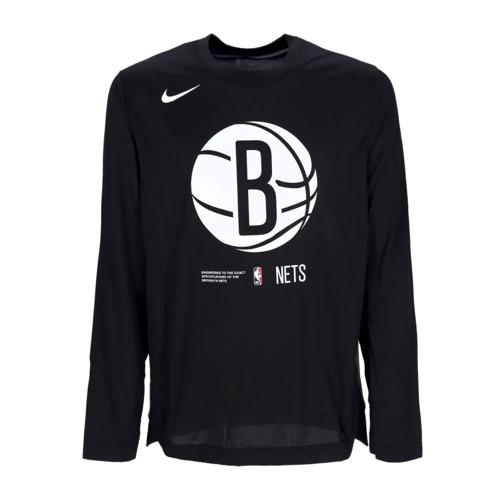 maglietta manica lunga uomo nba pregame dri-fit l/s top bronet BLACK/DARK STEEL GREY