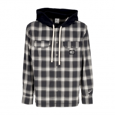 camicia manica lunga cappuccio uomo nba kevin durant flannel hoodie BLACK/BLACK/PALE IVORI/WHITE