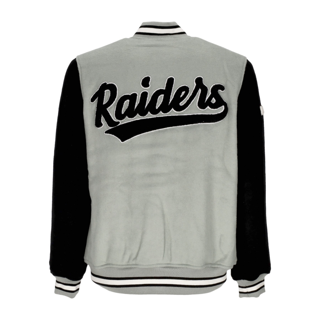 giubbotto college uomo nfl team legacy varsity jacket oakrai BLACK/SILVER