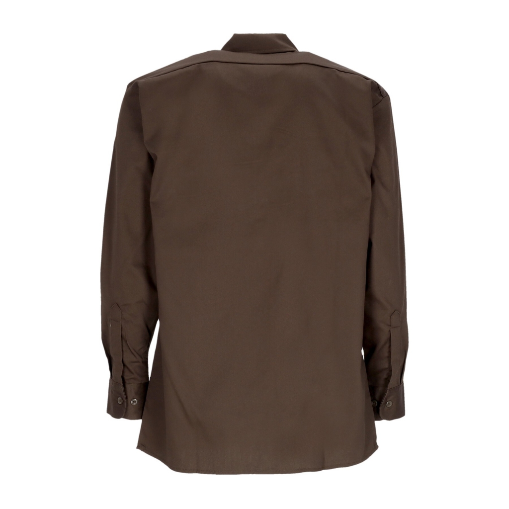 camicia manica lunga uomo work shirt l/s rec DARK BROWN