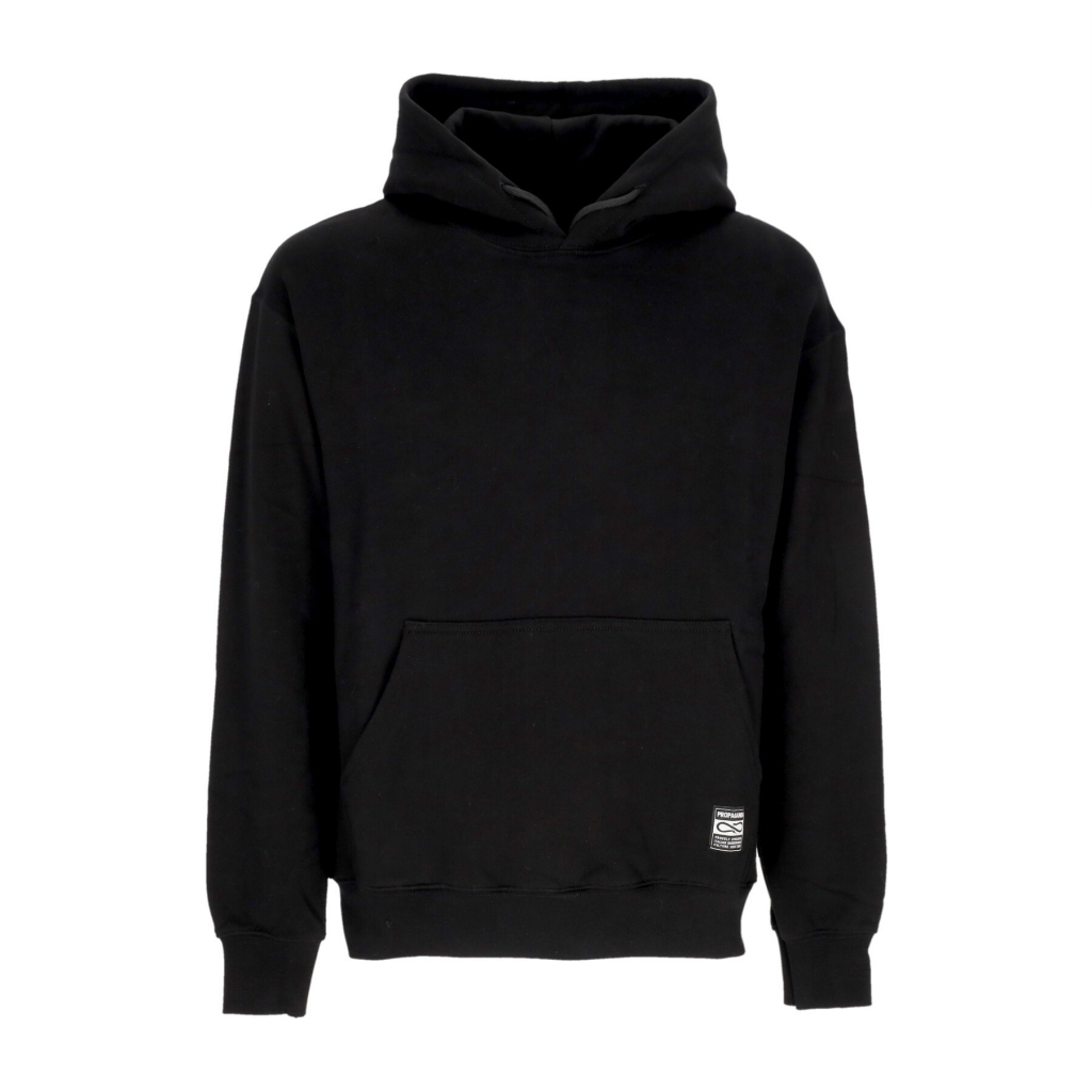 felpa cappuccio uomo logo label hoodie BLACK