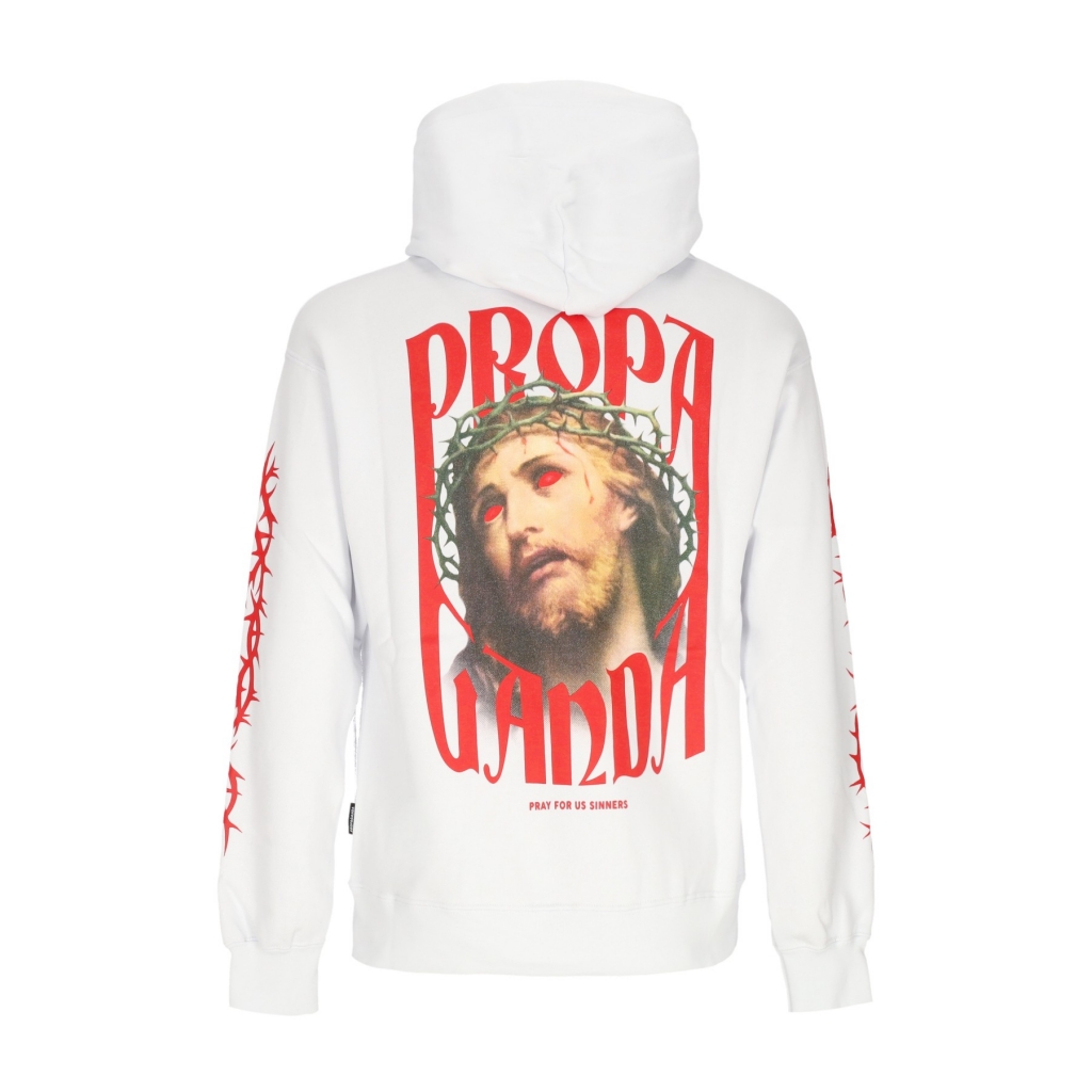 felpa cappuccio uomo crown hoodie WHITE