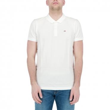 Polo Tommy Hilfiger Jeans Uomo Slim PLacke YBR WHITE